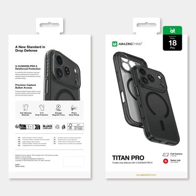 8. Etui AMAZINGTHING Titan Pro Lens na iPhone 18 Pro z osłoną aparatu i mocowaniem na smycz kompatybilne z MagSafe - czarne