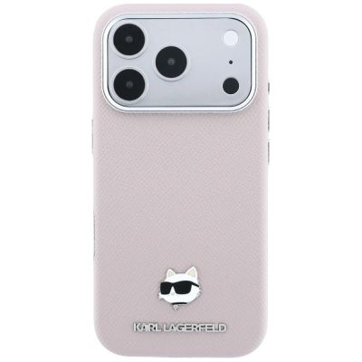 3. Etui Karl Lagerfeld Grained Choupette Head Metal MagSafe na iPhone 17 Pro Max / 18 Pro Max - różowe