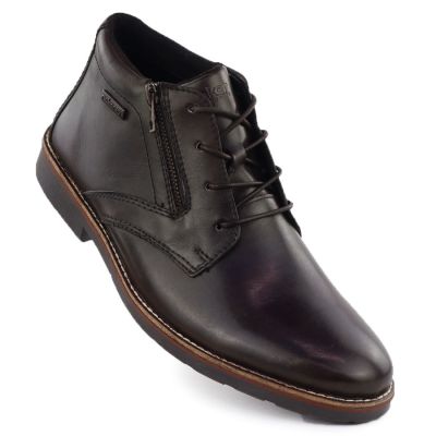 Skórzane wodoodporne trzewiki męskie nieocieplane brązowe Rieker 15324-25