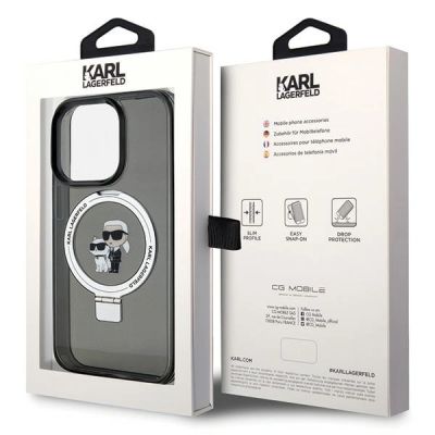 8. Etui Karl Lagerfeld Ring Stand Karl&Choupettte MagSafe do iPhone 15 Pro - czarne