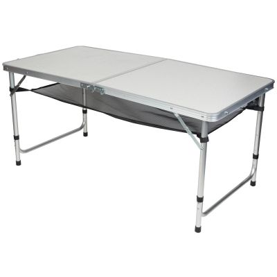 17. STOLIK TURYSTYCZNY SKŁADANY KEMPINGOWY 120x60x70/62/55CM 4 KRZESŁA I PÓŁKA