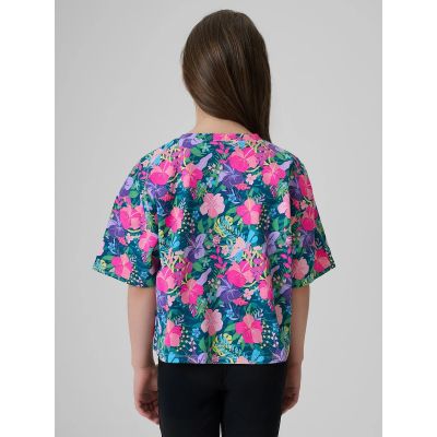 2. T-shirt boxy z nadrukiem dziewczęcy 4F 4FJRAW26TTSHF4243-90A