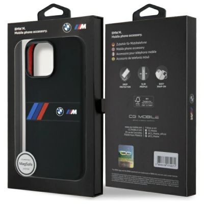 8. Etui BMW Silicone Middle Stripe MagSafe na iPhone 16 Pro Max - czarne