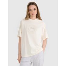 T-shirt oversize z nadrukiem damski  4F 4FRSS25TTSHF2791-11S