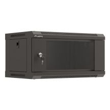 Szafa instalacyjna rack wisząca 19" 4U 540x350 czarna drzwi przeszklone LANBERG (flat pack)