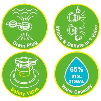 14. BASEN DMUCHANY RODZINNY PROSTOKĄTNY 2- PIERŚCIENIOWY Z BRAMKAMI 258x170x50CM 51471