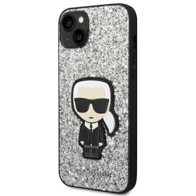 2. Etui Karl Lagerfeld Glitter Flakes Ikonik na iPhone 14 Plus - srebrne