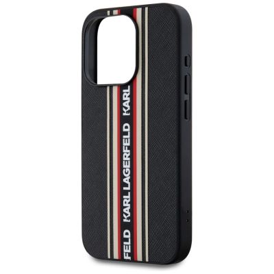 5. Etui Karl Lagerfeld Saffiano Athleisure Stripes Cord na iPhone 15 Pro Max - czerwone