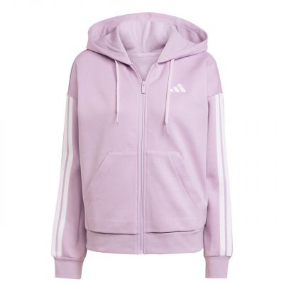 2. Bluza damska adidas Essentials 3-Stripes Full-Zip Fleece Hoodie fioletowa JY3080