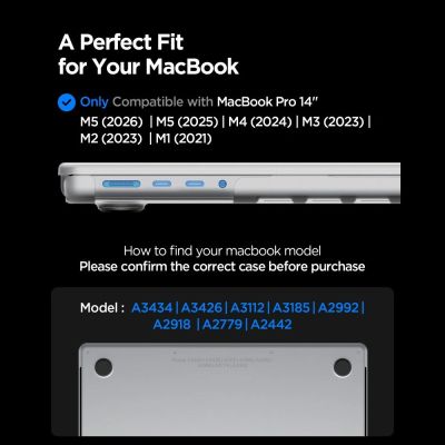 12. Etui Spigen AirSkin na MacBook Pro 14" 2021 / 2023 / 2024 / 2025 / 2026 - przezroczyste matowe
