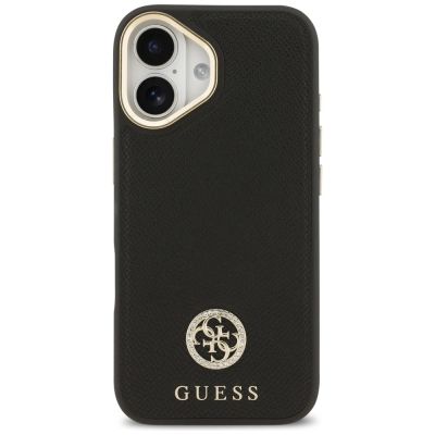 3. Etui Guess Grained Strass Logo MagSafe na iPhone 17 - czarne