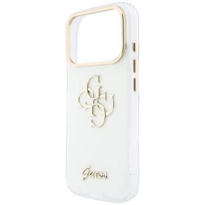 6. Etui Guess IML 4G Script Metal na iPhone 17 Pro / 18 Pro - białe