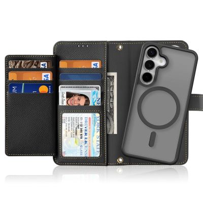12. Etui skórzane Dux Ducis Lawa na Samsung Galaxy S25+ z odłączanym portfelem magnetycznym - czarne