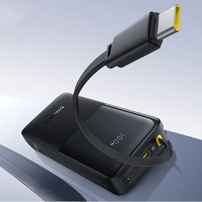 11. Powerbank Baseus Bipow 2 20000mah 20W z cyfrowym wyświetlaczem z wbudowanym kablem USB-C - czarny