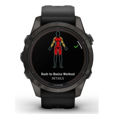 12. Zegarek Garmin Fenix 7S Pro 42mm Sapphire Solar szary tytanowy DLC z czarnym paskiem