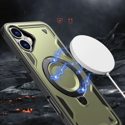 4. Etui Hybrid Armor Trendy z MagSafe na iPhone 16 Plus - zielone