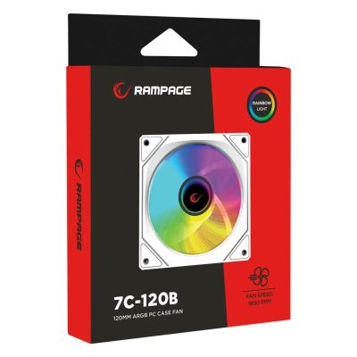 6. RAMPAGE WENTYLATOR DO OBUDOWY 120MM 1800RPM INFINITE LOOP ARGB WHITE PWM