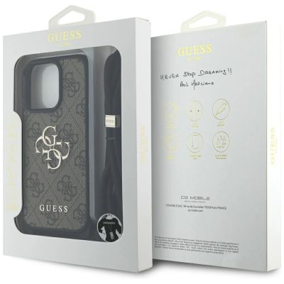 7. Etui Guess 4G Big Logo Cord Stap Crossbody do iPhone 16 Pro Max brązowy