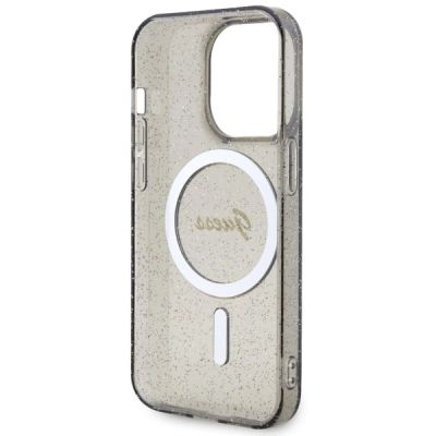 7. Etui Guess Glitter Gold MagSafe na iPhone 14 Pro Max - czarne