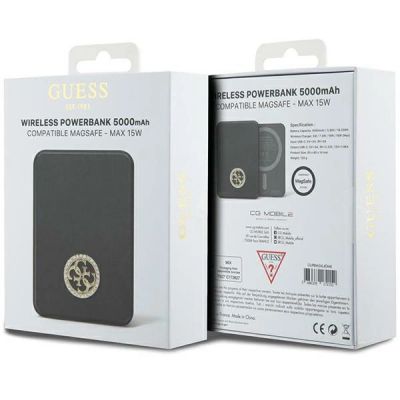5. Powerbank indukcyjny Guess MagSafe 4G Strassed Metal Logo 15W 5000mAh - czarny