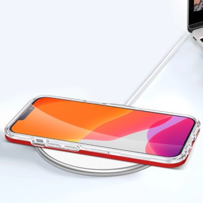 7. Clear 3in1 etui do iPhone 13 mini żelowy pokrowiec z ramką czerwony