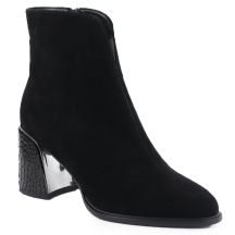 Skórzane botki damskie na ozdobnym obcasie czarne Vinceza  66801