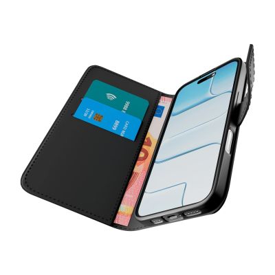 3. Etui Puro Wallet Stand na iPhone 17 Pro z ekoskóry, z klapką, portfelem i funkcją podstawki - czarne