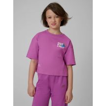 T-shirt loose z nadrukiem dziewczęc 4F 4FJRSS26TTSHF3827-51S