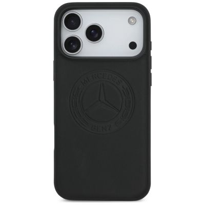 3. Etui Mercedes Leather Vintage Logo MagSafe na iPhone 17 Pro Max - czarne
