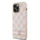 2. Etui DKNY Leather Checkered Mono Pattern & Printed Stripes na iPhone 14 Pro Max - różowe