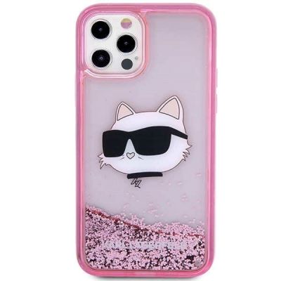 3. Etui Karl Lagerfeld Glitter Choupette Head na iPhone 12 / iPhone 12 Pro - różowe
