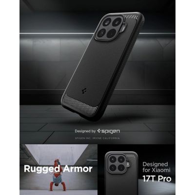6. Etui Spigen Rugged Armor na Xiaomi 17T Pro - czarne matowe