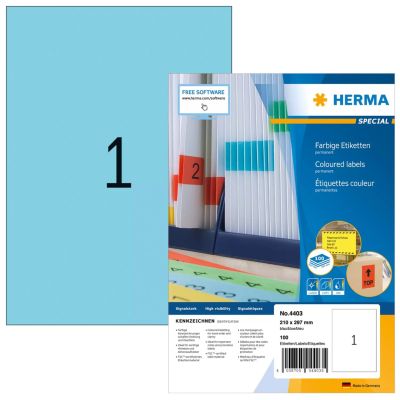 3. HERMA 4403 samoprzylepne etykiety Prostokąt Na stałe Niebieski 100 szt.