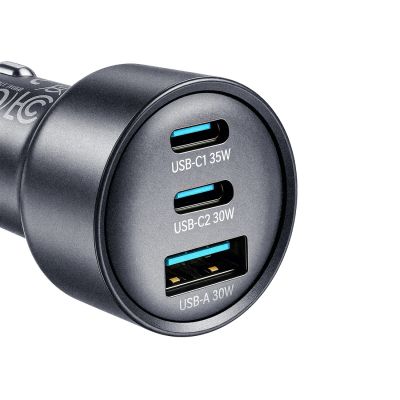 5. Ładowarka samochodowa Joyroom JR-CCN19 65W 2x USB-C + USB-A - ciemnoszara