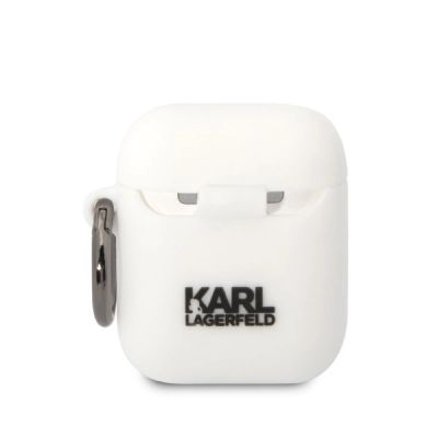 2. Etui Karl Lagerfeld Silicone Karl Head 3D na AirPods 1/2 - białe
