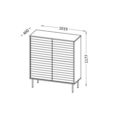 4. Komoda 4D CORTINA 102x40x118 czarny/orzech