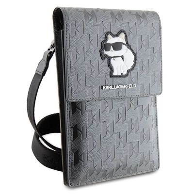 3. Torebka Karl Lagerfeld Saffiano Monogram Choupette - srebrna