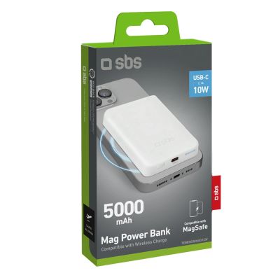 2. Powerbank SBS TEBB5000MAG1CW 5000 mAh USB-C, kompatybilny z MagSafe - biały