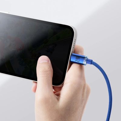 7. Baseus Crystal Shine Series kabel przewód USB do szybkiego ładowania i transferu danych USB Typ A - Lightning 2,4A 1,2m niebieski (CAJY000003)