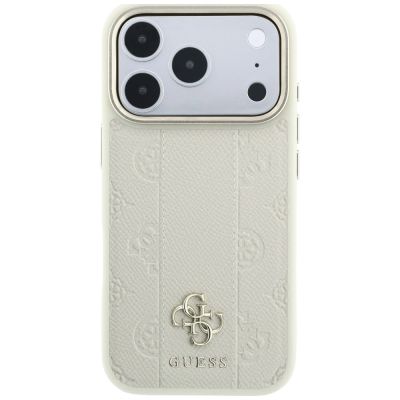 3. Etui Guess Stripe Peony 4G Logo MagSafe na iPhone 18 Pro Max / 17 Pro Max - beżowe