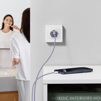 11. Ładowarka sieciowa Baseus GaN5 30W USB-C EU z fioletowym kablem Baseus Dynamic 3 USB-C 100W 1m - fioletowa