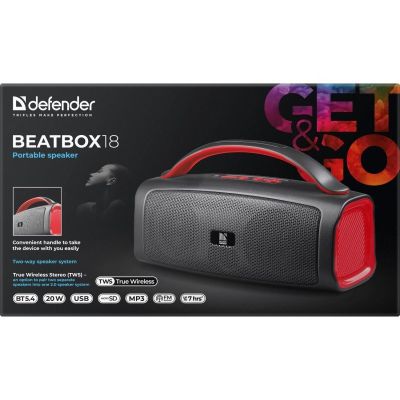 8. DEFENDER GŁOŚNIK BLUETOOTH 5.4 BEATBOX 18 20W 65218