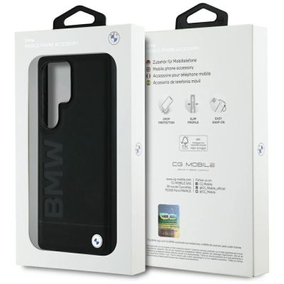 8. Etui BMW Leather Big Wordmark na Samsung Galaxy S25 Ultra - czarne