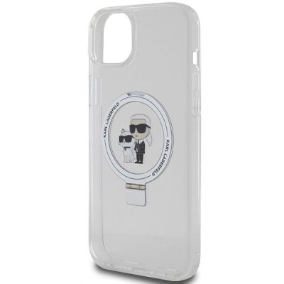 6. Etui Karl Lagerfeld Ring Stand Karl&Choupettte MagSafe na iPhone 15 Plus / 14 Plus 6.7" - białe