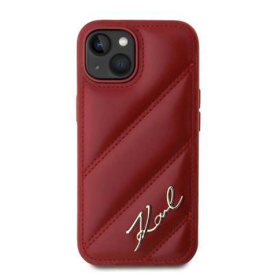 3. Etui Karl Lagerfeld Diagonal Quilted Script na iPhone 15 / 14 / 13 - czerwone