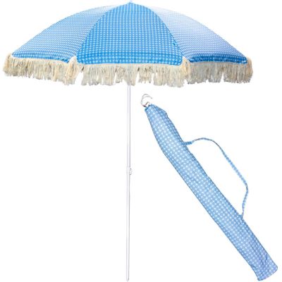 7. PARASOL PLAŻOWO OGRODOWY Z FRĘDZLAMI 174CM NIEBIESKI
