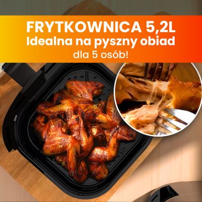 12. Extralink HOME AIR FRYER 5.2L EU SJ-520 frytkownica Pojedyńczy 5,2 l Frytkownica na gorące powietrze Czarny