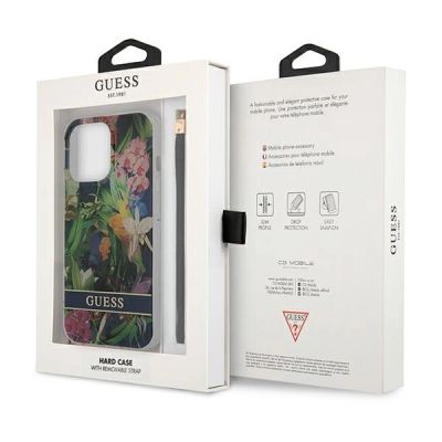 8. Etui Guess Flower Strap na iPhone 13 Pro / iPhone 13 - niebieskie
