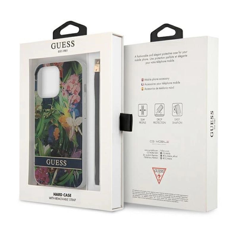 8. Etui Guess Flower Strap na iPhone 13 Pro / iPhone 13 - niebieskie