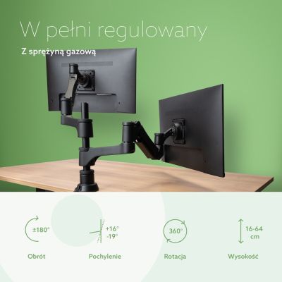8. Uchwyt do monitorów R-Go Tools R-Go Monitorarm 0"-32" 2TFT Max.9KG Caparo 4 Gasfeder sidabrinis